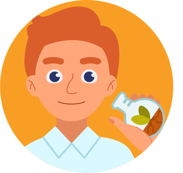 Illustration of a food technologist examining a food sample